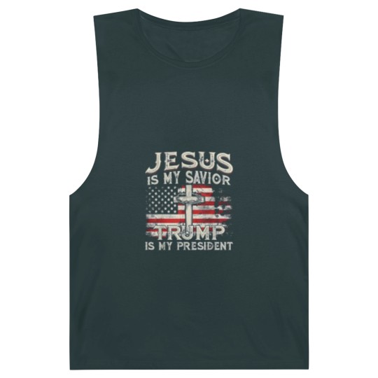 Discover Jesus Is My Savior Trump Is My President American Flag Barnard Tanks