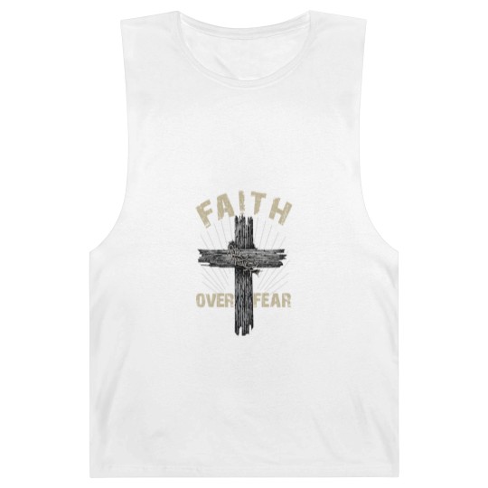 Discover Jesus Christ Cross Faith Over Fear Quote Saying Christian Barnard Tanks
