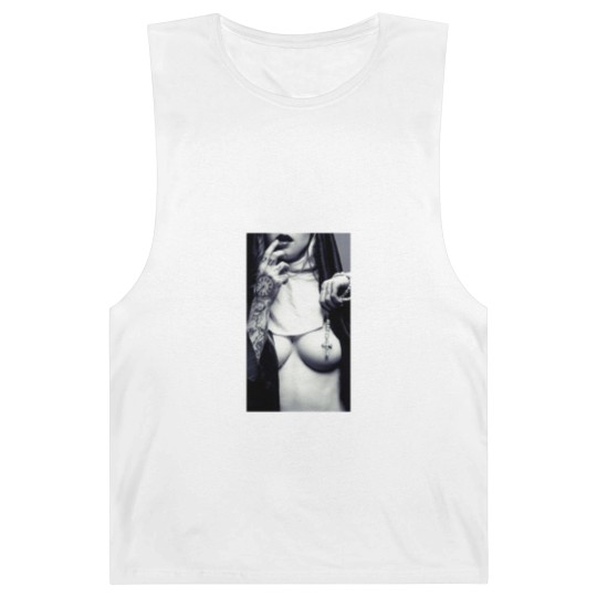 Discover Sexy Nun Barnard Tanks Cross Tattoo Funny Novelty