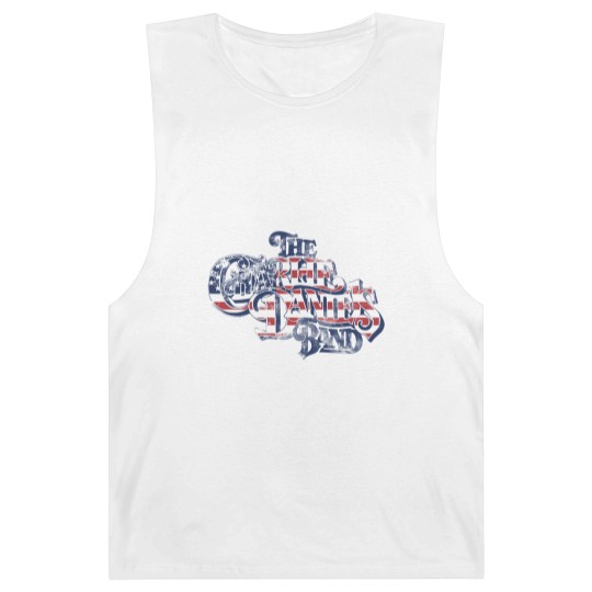 Discover Charlie Daniels Band Men's Barnard Tanks | American Flag Star Spangled Logo Gray Graphic Barnard Tanks