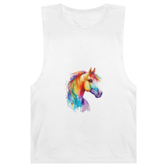 Discover Watercolor Horse Pony Colorful Pet Ponys Lover Barnard Tanks
