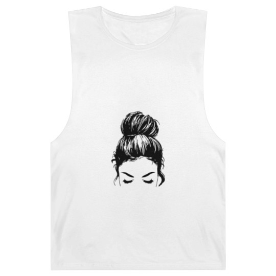 Discover Messy bun face - unisex Barnard Tanks | Mom Barnard Tanks | messy bun Barnard Tanks
