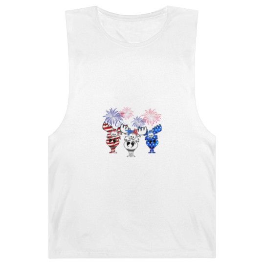 Discover red white blue moose usa flag 4th of july nerdy moose americ Barnard Tanks