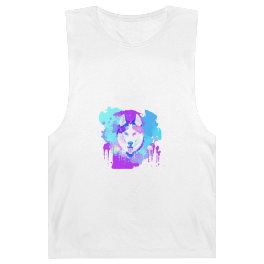 Discover Husky Artwork Husky Dog Watercolor, Husky Artwork, Husky apparel, Colorful Husky Barnard Tanks
