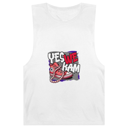 Discover Kamala Harris , Yes We Kam, red white and blue, Barnard Tanks