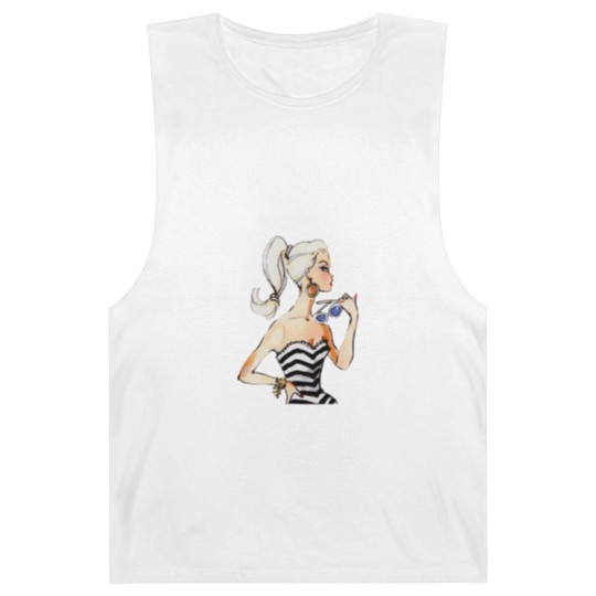 Discover Retro Vintage Doll Pinup Fashion 1950s barbie-doll Pop Art Barnard Tanks