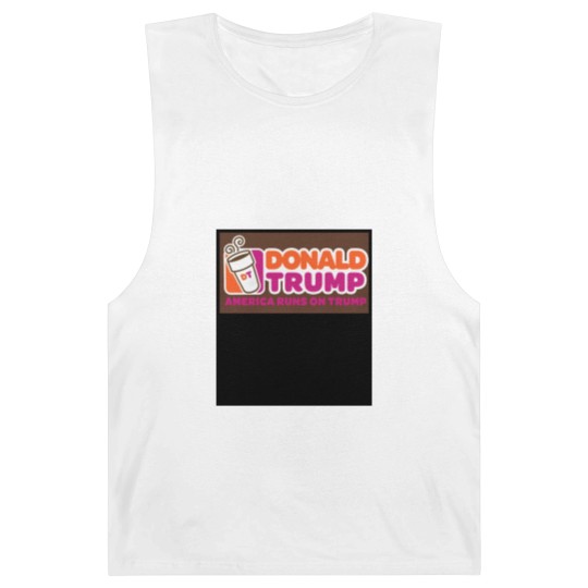 Discover America runs on Trump, Donald Trump Barnard Tanks, Punny Barnard Tanks, Dunkin, Coffee Barnard Tanks