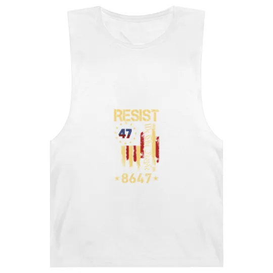 Discover Anti Trump 8647 86 47 US Flag We The People Impeach 47 Unisex Barnard Tanks