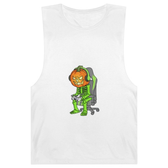 Discover Gaming Halloween Skeleton Jack O Lantern Gamer Boy Barnard Tanks