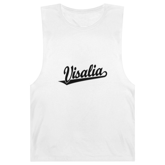 Discover Visalia script logo in black Barnard Tanks