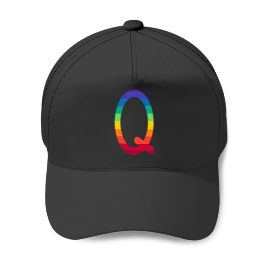 Discover Rainbow Filled  Letter Q Baseball Caps