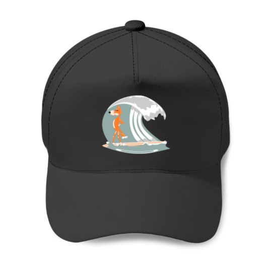 Discover Fox Surfing Baseball Caps