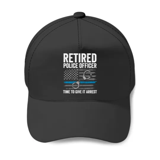 Discover Retired Police Officer Thin Blue Line Flag Retirement Baseball Caps