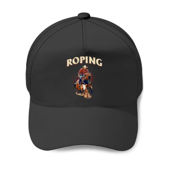 Discover Calf Roping Horse and Cowboy 2Roping 21 Baseball Caps