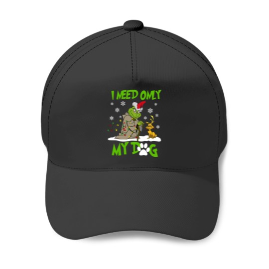 Discover Merry Christmas I Need Only My Dog Baseball Caps