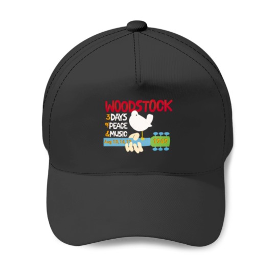 Discover Woodstock, 3 Days of Peace & Music Baseball Caps