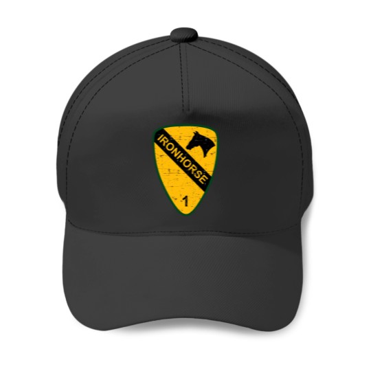 Discover US  - 1st Cavalry Division IRONHORSE emblem - Grunge Style Baseball Caps
