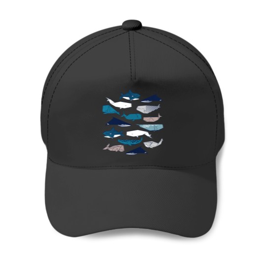 Discover Origami Sea  linen texture and nautical stripes background teal white and taupe whales Baseball Caps