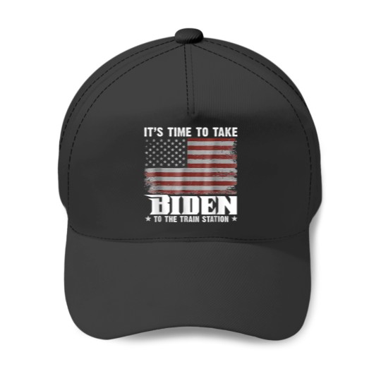 Discover Its Time To Take Biden To The Train Station American Flag Baseball Caps