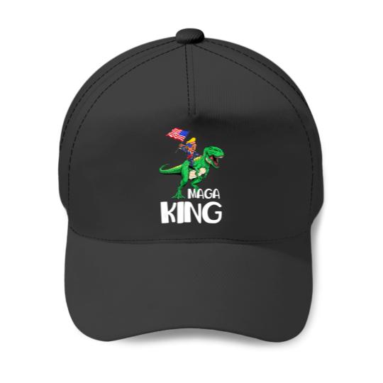 Discover Maga King Riding Dinosaur Pro American Flag Baseball Caps