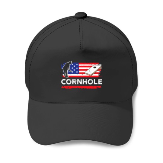 Discover American Flag Corn Hole Player US Flag Cornhole Toss Game Baseball Caps