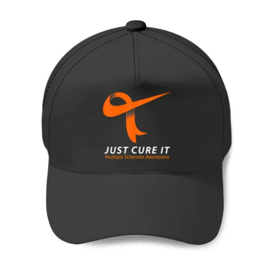 Discover just cure it ms multiple sclerosis awareness orange ribbon t Baseball Caps