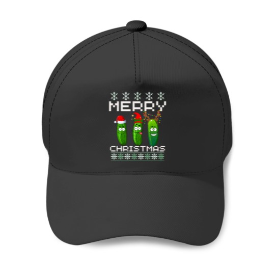 Discover Pickle Lover Xmas Lighting Santa Ugly Pickle Baseball Caps