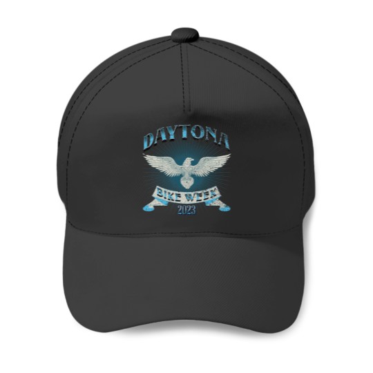 Discover 2024 daytona beach bike week fall rally with art on back Baseball Caps