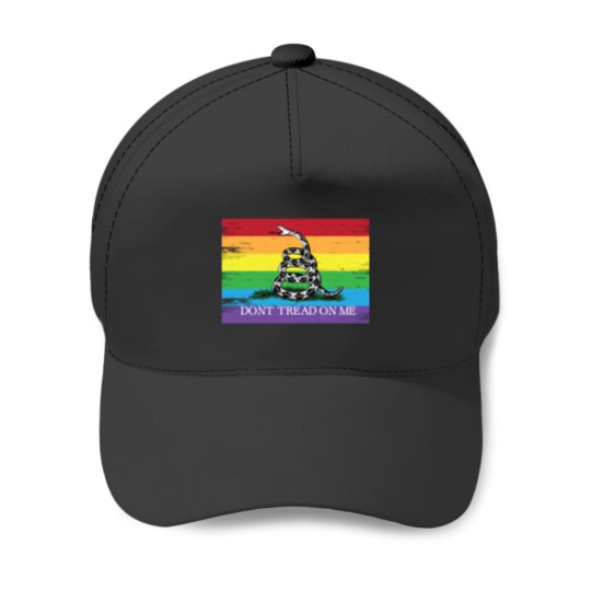 Discover Gadsden flag LGBT Dont tread on me Libertarian 2nd amendment 2A rainbow flag ANCAP with rainbow fla Baseball Caps