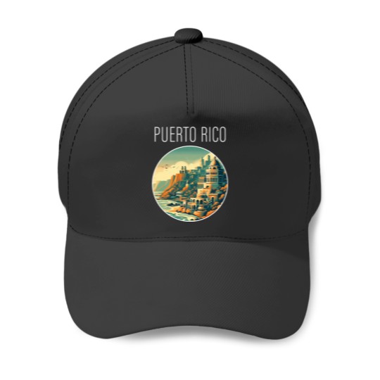 Discover Puerto Rico scenery Art Deco 2024 Baseball Caps