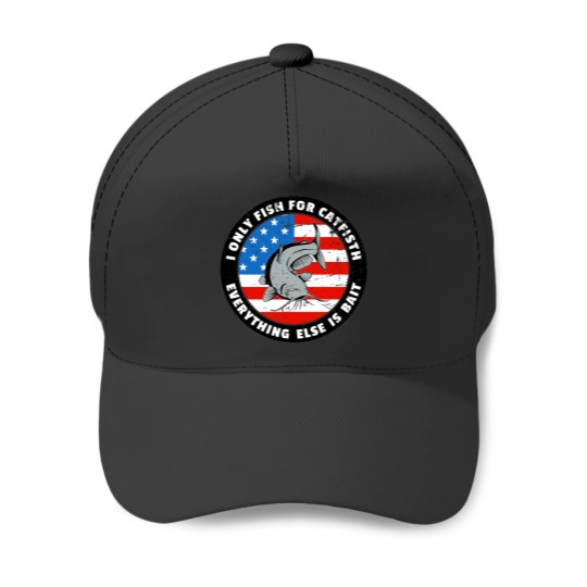 Discover Patriotic US Flag Fourth of July Fishing Art Catfish Bait Baseball Caps