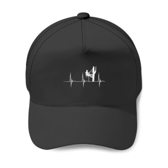 Discover arborist logger tree climbing heartbeat ekg pulse lumberjack t Baseball Caps