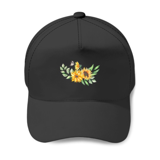 Discover Funny Sunflower Butterflies Dreams Monarchs Natural Baseball Caps