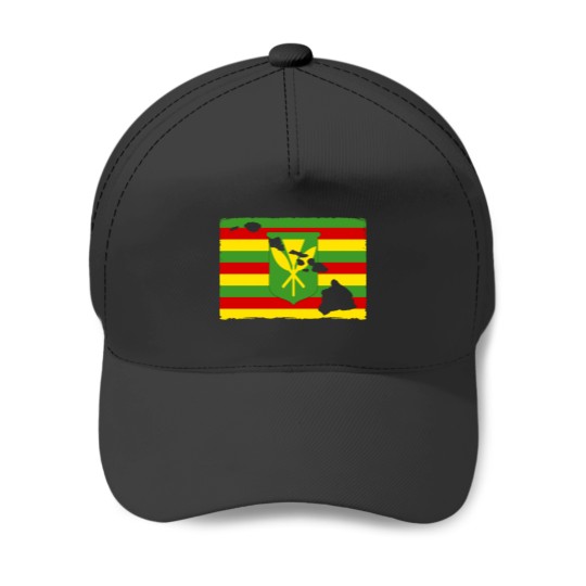 Discover Hawai'i Kanaka Maoli Flag with the Hawaiian Islands by Hawaii Nei All Day Baseball Caps