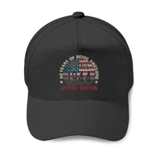 Discover 80th Birthday Gift Men Vintage Born 1944 Turning Baseball Caps