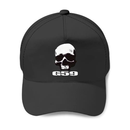 Discover G59  G59  GREY59 SKULL BLACK AND WHITE LOGO   (3) Baseball Caps