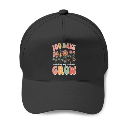 Discover 100 Days Growing Boho Flowers Teacher 100th Day Baseball Caps