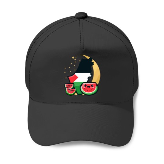 Discover Palestine map watermelon crescent stars Graffiti Melody and Neo-Expressionist Bliss Street Art Peace on Watermelon Slice- الحرية السلام الا Baseball Caps