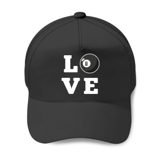 Discover Love Billiard ball 8 White Baseball Caps
