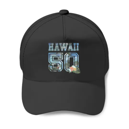 Discover Hawaii 50 Birthday Hawaiian Cool Tropical Hawaiian Vintage Gift Present Men Women Baseball Caps
