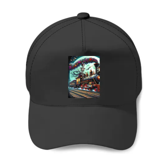 Discover Grateful Roses Skeleton On The Dead Express Baseball Caps