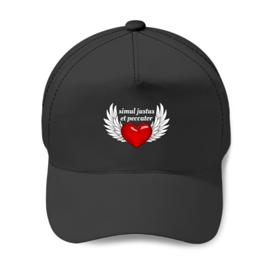 Discover Simul justus et peccator (simultaneously justified and sinner) with wings &amp_ heartT-Shir Baseball Caps