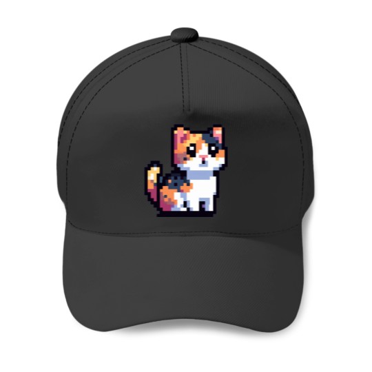 Discover Pixel Calico Cat Baseball Caps