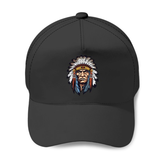 Discover Native american chief face Baseball Caps
