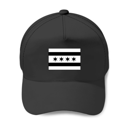 Discover Chicago Flag Black and White Baseball Caps