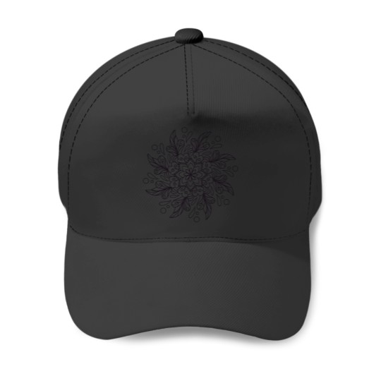 Discover Black Intricate Mandala Design 038 Baseball Caps