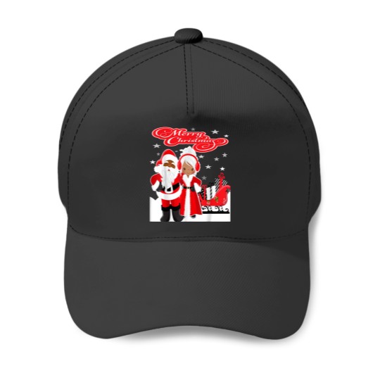 Discover Merry Christmas Santa Claus Mrs Claus African American Baseball Caps