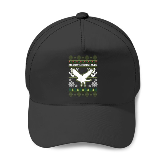 Discover Merry Christmas Red Tailed Hawk Ugly Xmas Baseball Caps