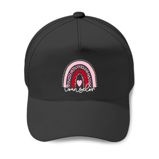 Discover Teacher Job Leopard Rainbow Valentines Day Heart Teacher Counselor Baseball Caps