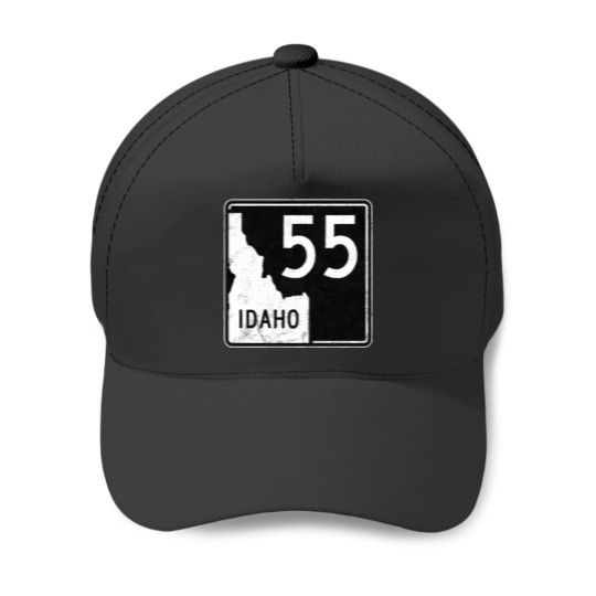 Discover Idaho 55 Sign - Black And White Baseball Caps